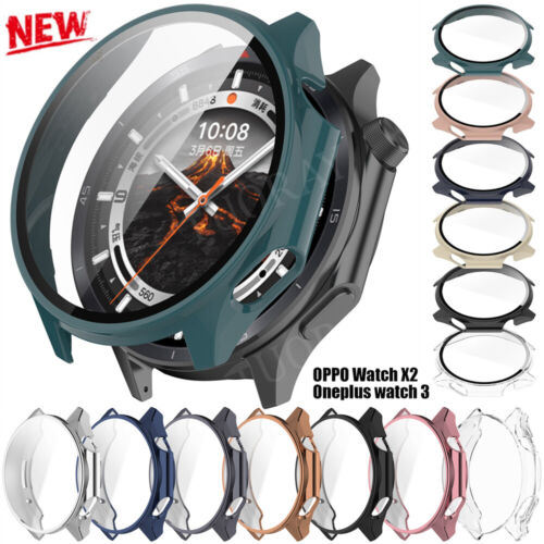 Case For Oppo Watch X2/OnePlus Watch 3 PC/TPU Full Screen Tempered Glass Cover