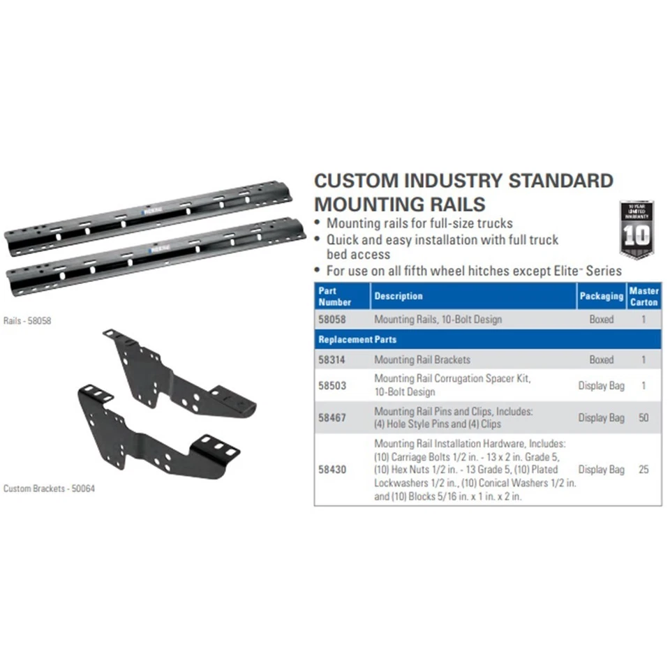 Draw-Tite 50026 5th Wheel Trailer Hitch Mounting System Custom Bracket for Ford - Image 4 of 4