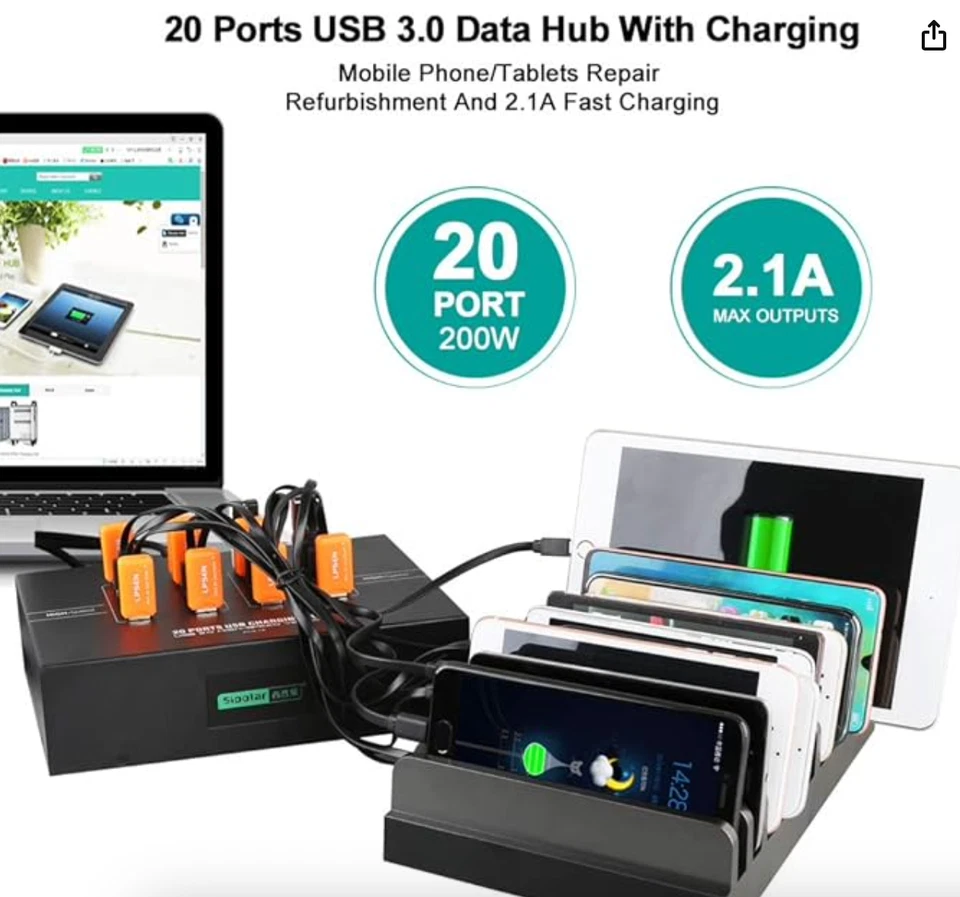 USB Hub, Sipolar USB 3.0 Hub with Charging and Superspeed Data Transfer Sync 5G - Image 4 of 4