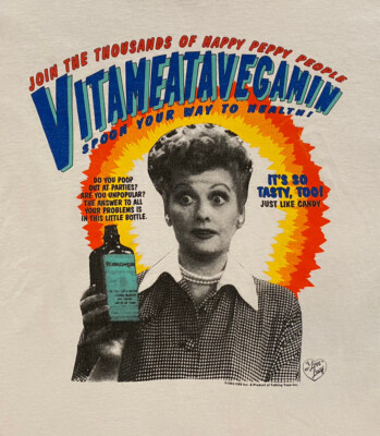 VintageVITAMEATAVEGAMIN I Love Lucy Tシャツ VTG 90s I Love Lucy Vitameatavegamin 1992 CBS Promo T Shirt