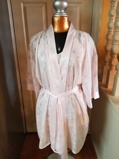 Vintage Miss Elaine Deadstock Blush Brocade and Lace Nightgown Robe Set Size M