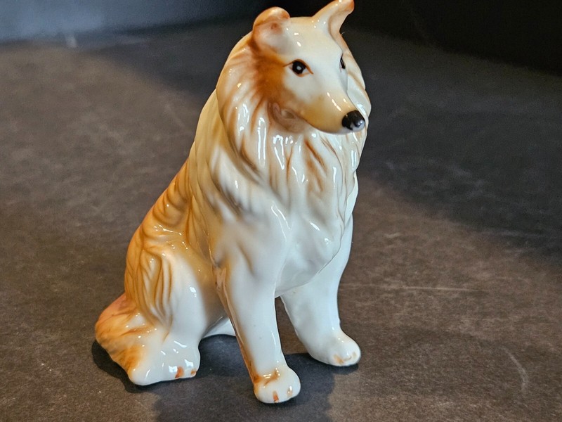 Vtg Collie Dog Figurine High Quality Porcelain Puppy Dog Figurine