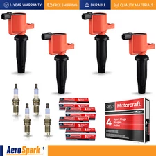 4 Ignition Coil Red & 4 Motorcraft Iridium Spark Plug for Ford Escape 09-19 2.5L