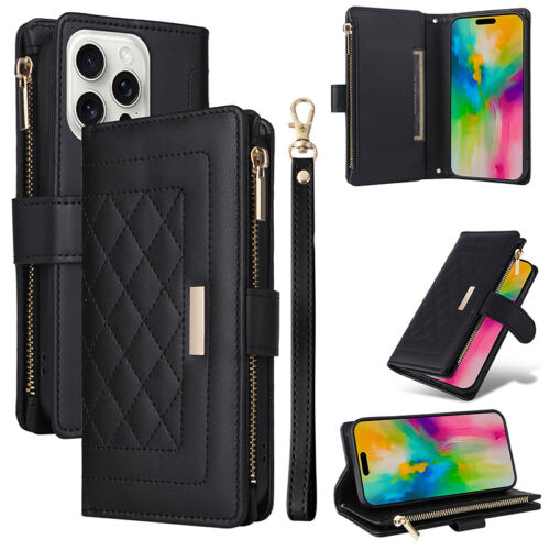 For Samsung S25 Ultra S24 S23 S21 Zipper Luxury Leather Wallet Purse Case Cover - Picture 34 of 41