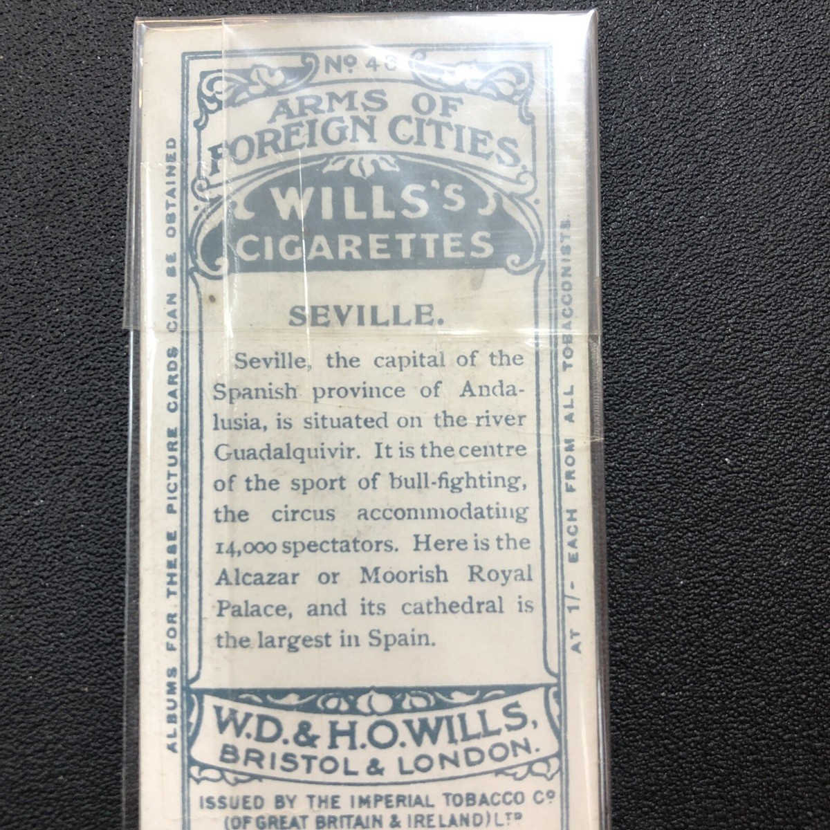 1912 WILLS Cigarettes Cities SEVILLE Coat Of Arms #46 Tobacco card