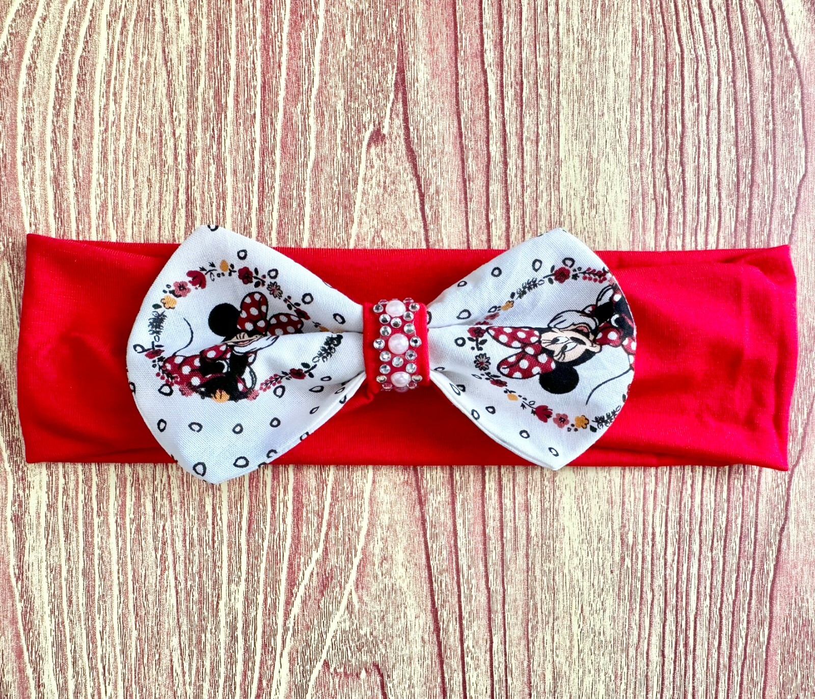 Headband with a Matching Beautiful Minnie Mouse Bow for a 3 To 5 Years Old Girls
