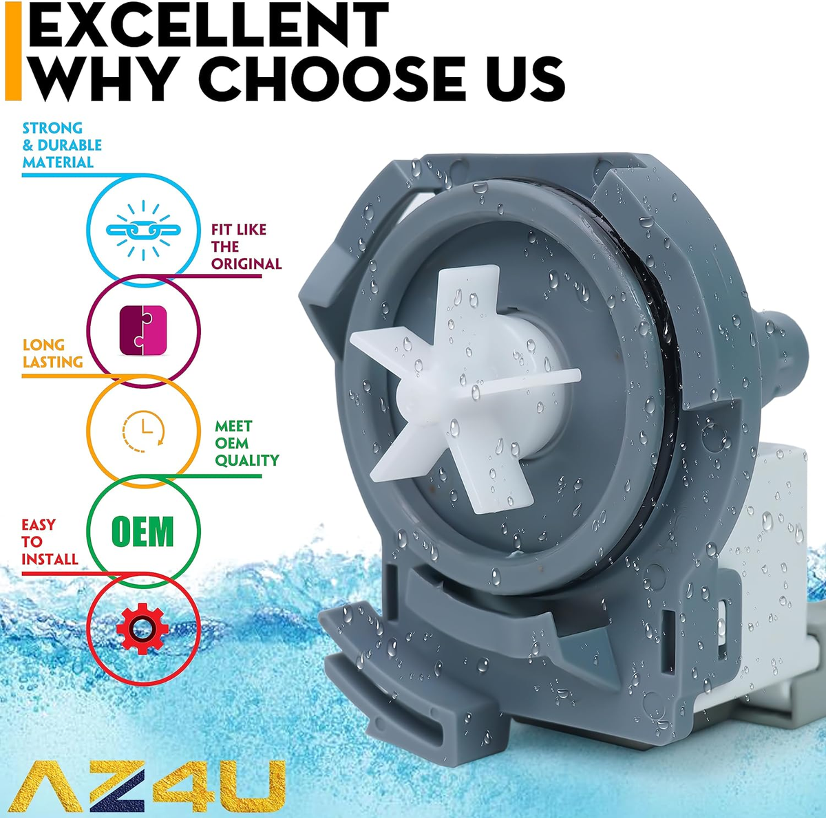 Whirlpool Drain Pump Motor Replaces For Whirlpool WDF520PADW