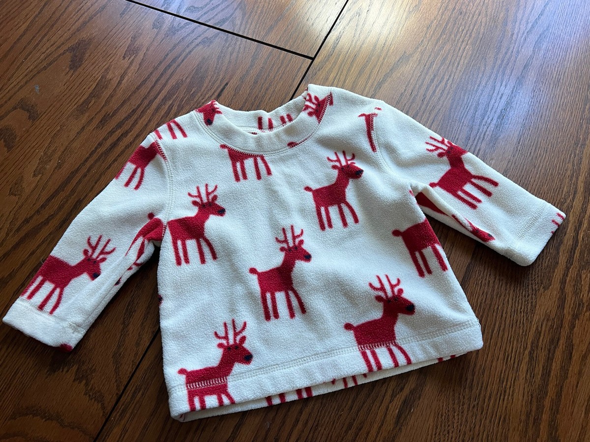 hanna andersson 6-12 months 70 reindeer fleece sweater boys girls - Main Image