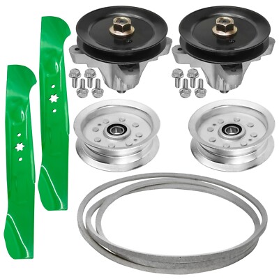Deck Spindle Blade Idler Pulley Belt Kit for Craftsman Troy Bilt T1600 Bronco
