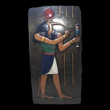 UNIQUE ANTIQUE ANCIENT EGYPTIAN Stela Heavy Stone God Thoth Painted Handmade