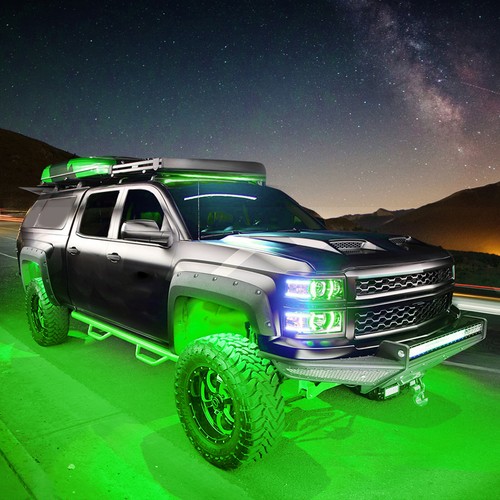 Luz de roca LED verde puro 8 cápsulas luz de rueda debajo de la carrocería para UTV coche barco - Imagen 11 de 21