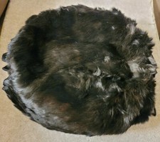 ANTIQUE VINTAGE BLACK MINK OR BEAVER FUR LINED MUFF HANDWARMER EXCELLENT 