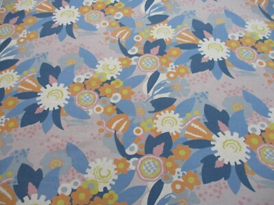 Schumacher Curtain Fabric 'ANITA - LILAC/ORANGE' 3 METRES - LINEN - FLOWER POWER