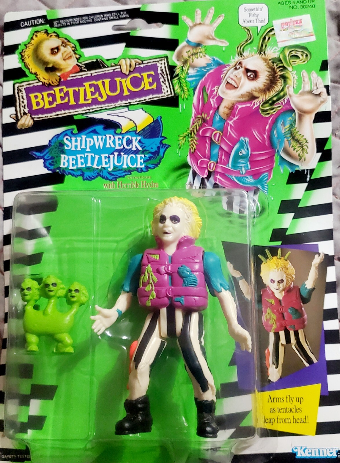 1989 Vintage Beetlejuice Shipwrecked Figure with Horrible Hydra in Package