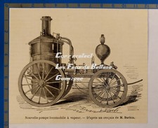 NOUVELLE POMPE LOCOMOBILE A VAPEUR  gravure 1861 document print