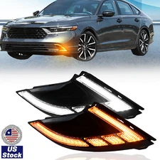 2Pcs LED Front Bumper Fog Light DRL Turn Signal Lamp For Honda Accord 2023-2024