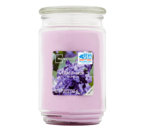 Mainstays Lilac Breeze Scented Large Glass Candle Jar Single-Wick 20 oz. , New - Picture 1 of 12