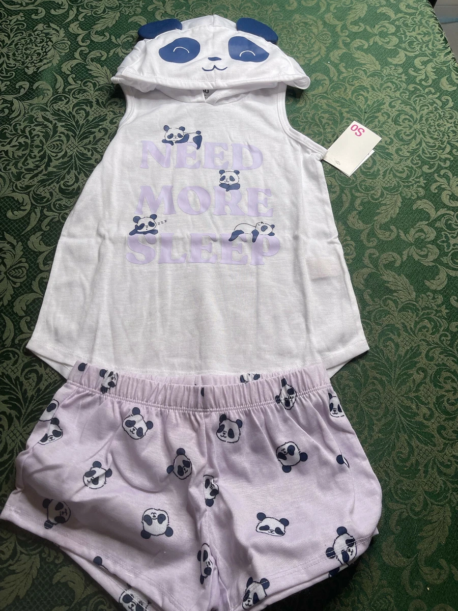 NWT 6 SO panda bear face hood 3d ears pajamas kohls pajamas summer easter  spring