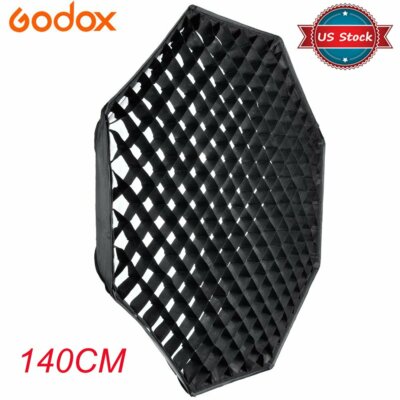 US Godox Octagon 140cm Grid Honeycomb Softbox+Bowens Mount Speedring for Flash