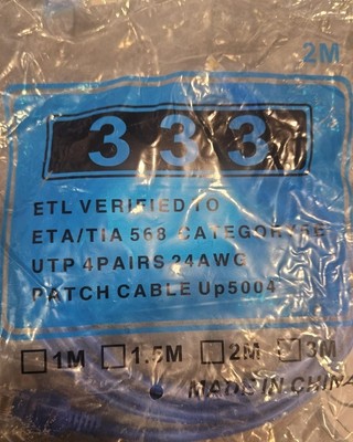 ETL verified to eta/tia 568 category5e  patch cable utp 4 pairs 24awg 2m