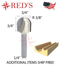 Tideway Carbide Pro LC05041204 3/4"X 3/4 Round Nose 1/4" shank router bit