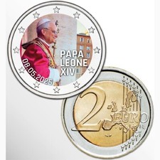 2&euro; EURO Papa Leone XIV Colorato &ndash; Sofort Verf&uuml;gbar