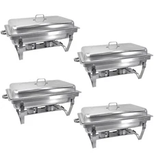 4 Pack Chafing Dish Stainless Steel 8QT Chafer Complete Sets for Party Catering