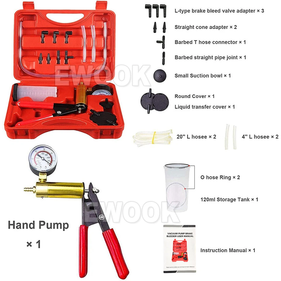 Hand-Held Brake Bleeder Tester Set Bleed Kit Car Motorbike Bleeding Vacuum Pump - image 2 of 4