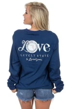 Lauren James Florida Love Short or Long Sleeve T-Shirt Navy Multiple Sizes