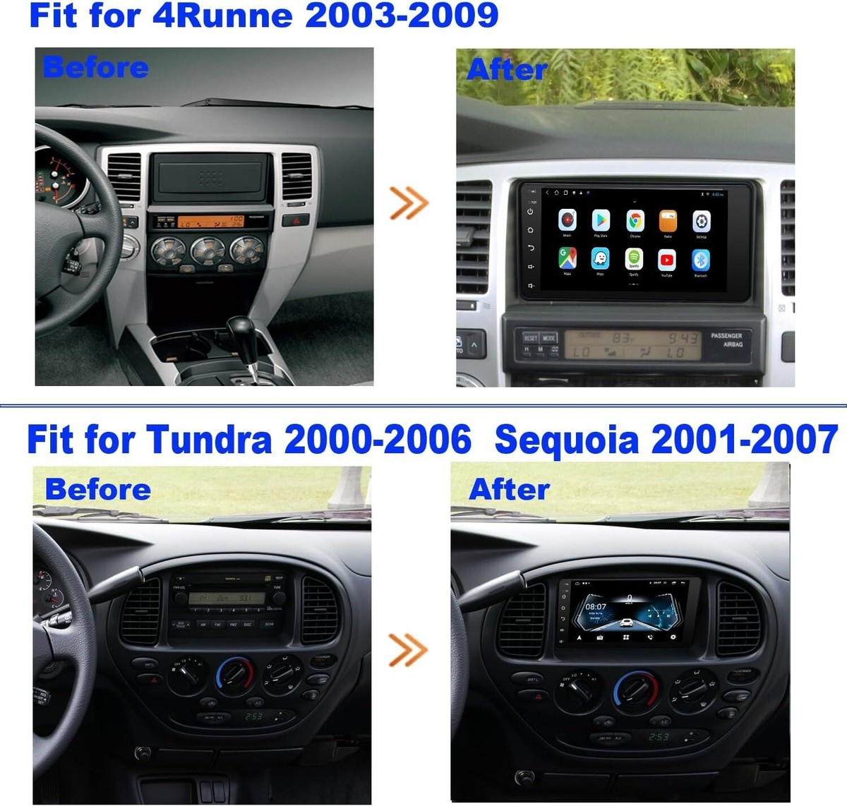 For Toyota Tundra Sequoia Apple CarPlay & Android Auto Car