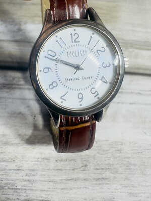 Ecclissi Watch Women Sterling Silver Round MOP Dial Leather  display picture 2