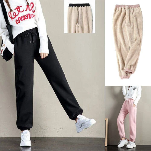 Women Winter Sherpa Fleece Lined Pants Thermal Thick Joggers Athletic  Sweatpants