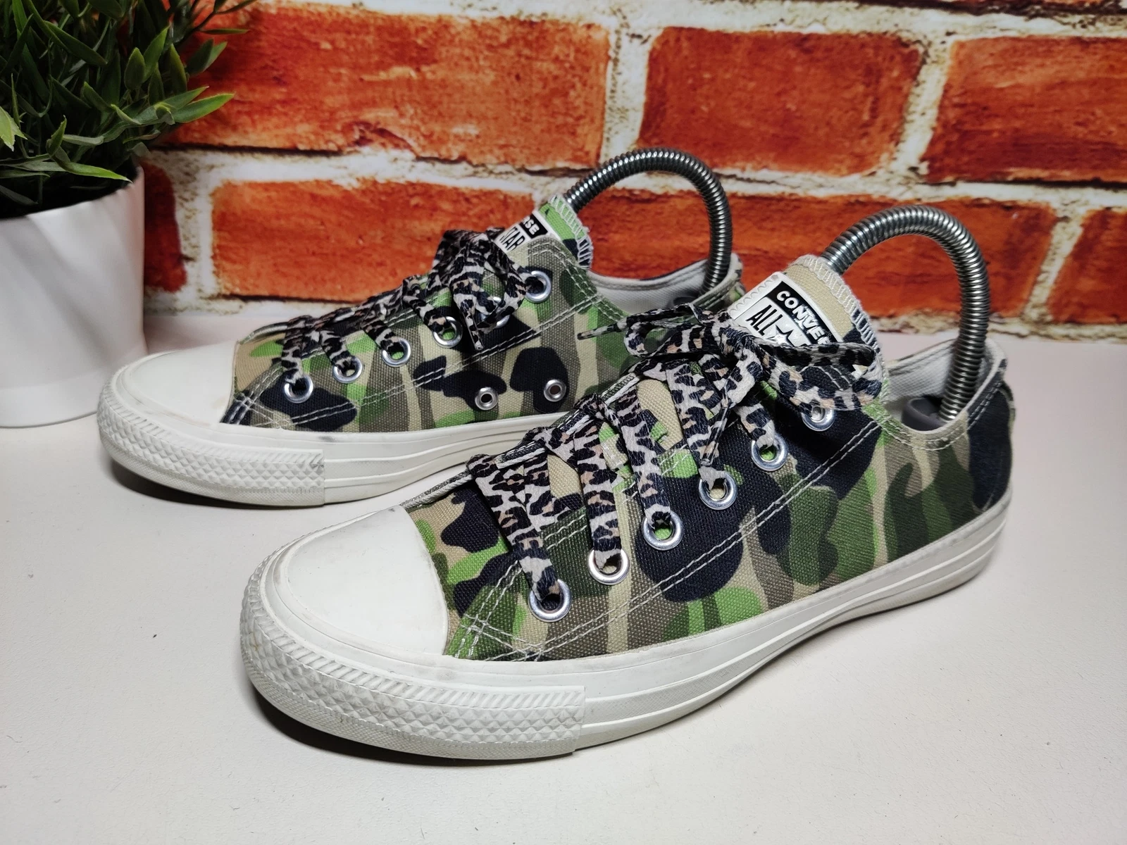 SNEAKERS DA GINNASTICA BASSE DONNA CONVERSE UK 4 5 EU37 VERDE TESSUTO MIMETICO STRINGATE