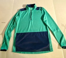 Russell Athletic Boys XL 14-16 Dri-Power Long Sleeve Top 1/4 Zip Green Blue