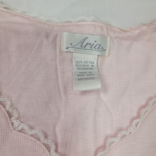 ARIA Women's Nightgown Gown Pajamas PJS New MEDIUM 46" Length Pink Check Flowers - Picture 3 of 9