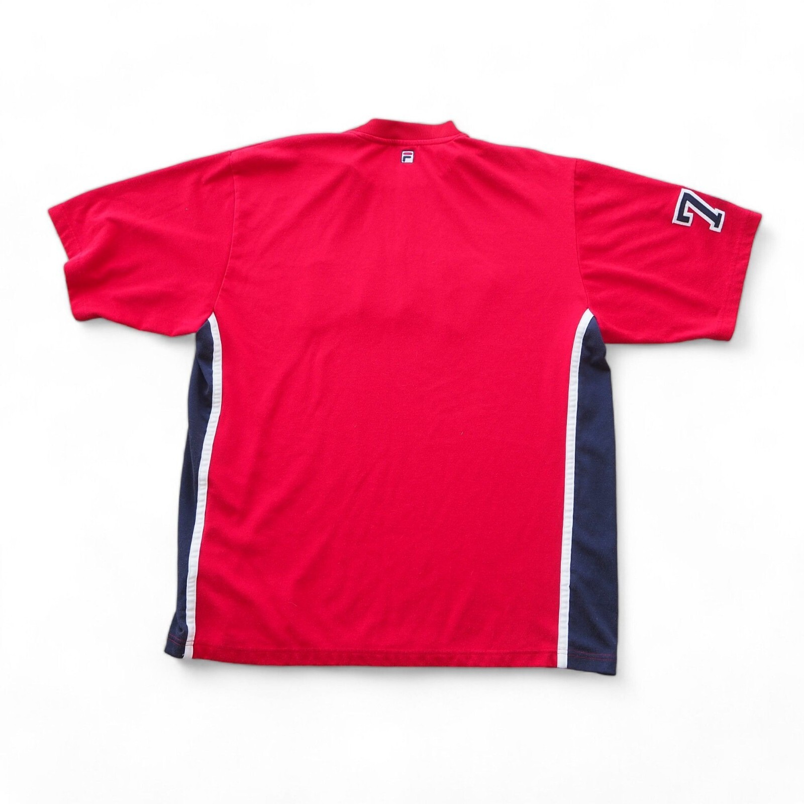 T shirt a maniche corte Fila Vintage anni '90 Y2K colorblock rosso navy bianco uomo L