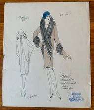 1920's VENDOME STUDIO Vintage ART DECO Fashion Design Original Colored Print