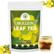 50 Tea Bags Mullein Leaf Herbal Tea Lung Cleansing Breathing Cough Relieve