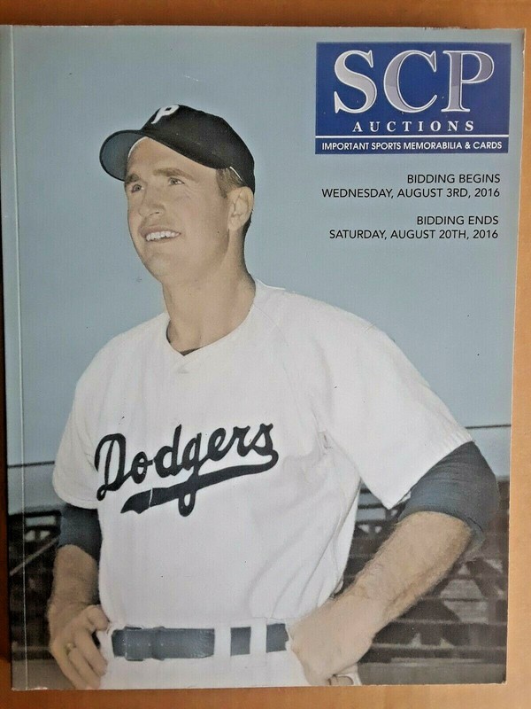 "SCP Auctions" Sports Memorabilia and Cards Dodgers -Original Catalog: Aug, 2016
