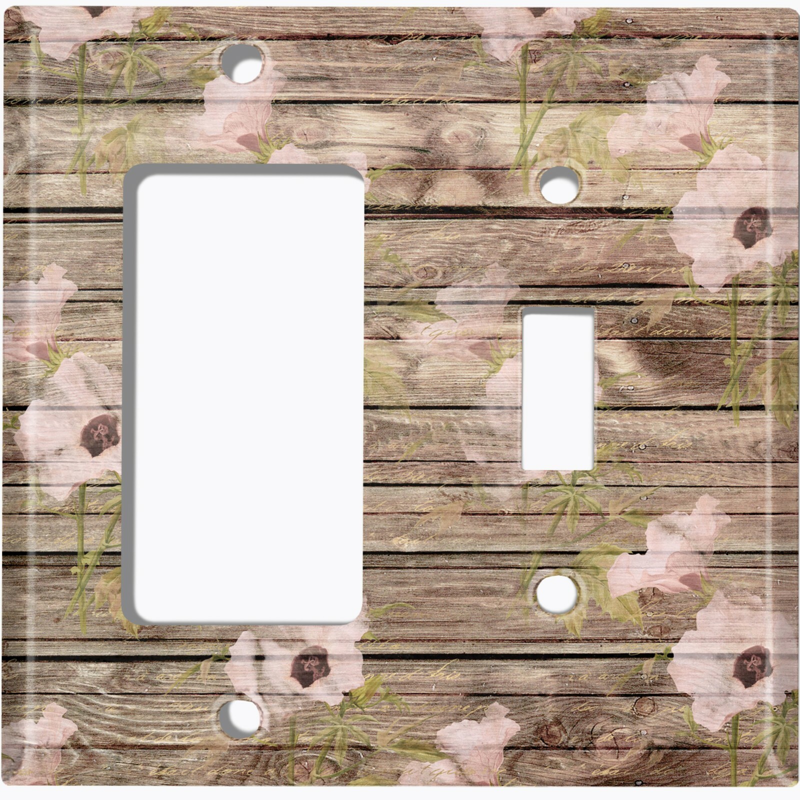 Metal Light Switch Cover Wall Plate Brown Fence Peony Flower FEN011