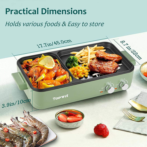Hot Pot Electric with Grill, 2 in 1 Indoor Non-Stick Electric Pot and Griddle fo - Picture 3 of 7