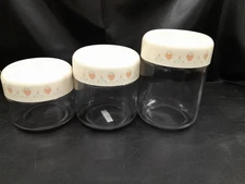 Vintage 3 pc. GEMCO Corelle Corningware FOREVER YOURS Glass JAR Canister Set