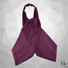 Amazing Burgundy Pin Dot Silk Ascot Cravat 25   -6    EX COND