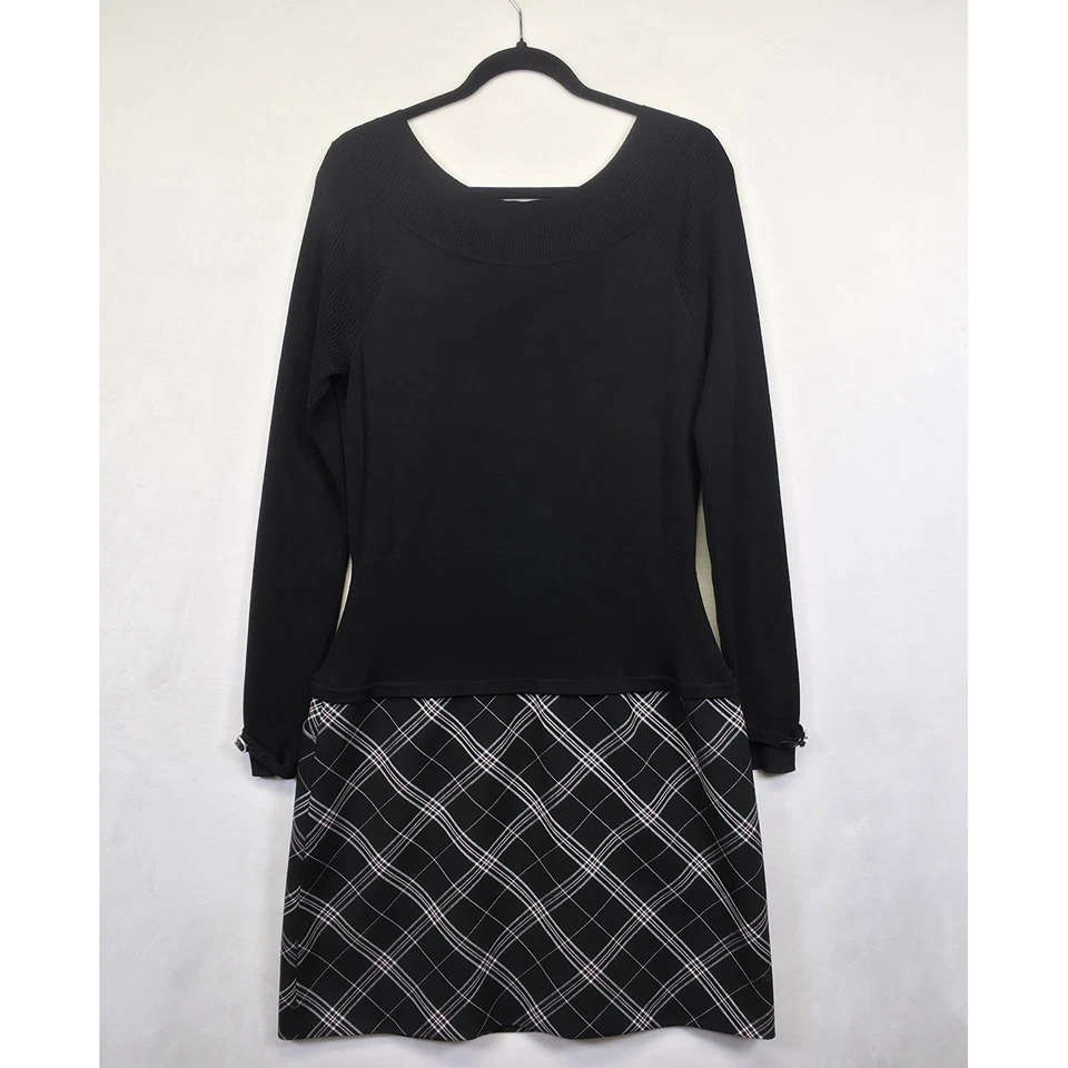 Vestido Suéter Casa Blanca Mercado Negro Para Mujer 12 Negro Cuadros Academia Whimsigoth Foto 3 de 4