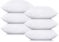   Bedding Decorative Pillows (6-Piece Set, White), 12 x 20-inch Sofa Pillows,