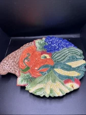 Fitz and Floyd Cornucopia Serving Bowl “ Autumn Bounty” 1996 Great Condition
