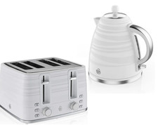 Image of Swan Symphony Black Kettle & 4 Slice Toaster Matching Kitchen Set White