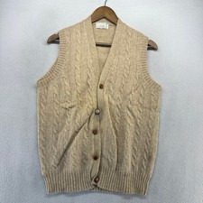 Vintage Braemar Cardigan Sweater Vest men's large Brown Shetland Wool Deadstock