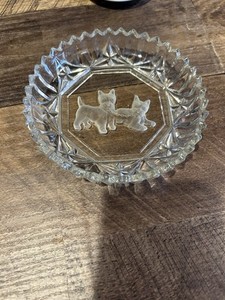 Glass Trinket Dish Scottie Dogs No Chips Or Cracks