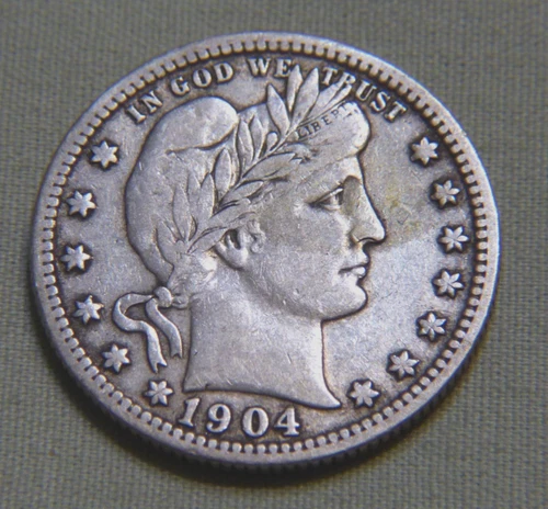 1904 Silver Barber Quarter US 25 Cent - Very Fine - Lot 742